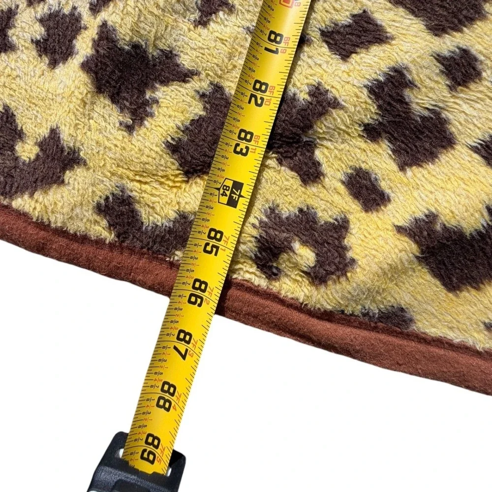 Vintage Cobertor‎ Jaguar Leopard Plush Blanket Brown Yellow Mexico 86x73 Large